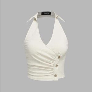 Cream halter neck crop top